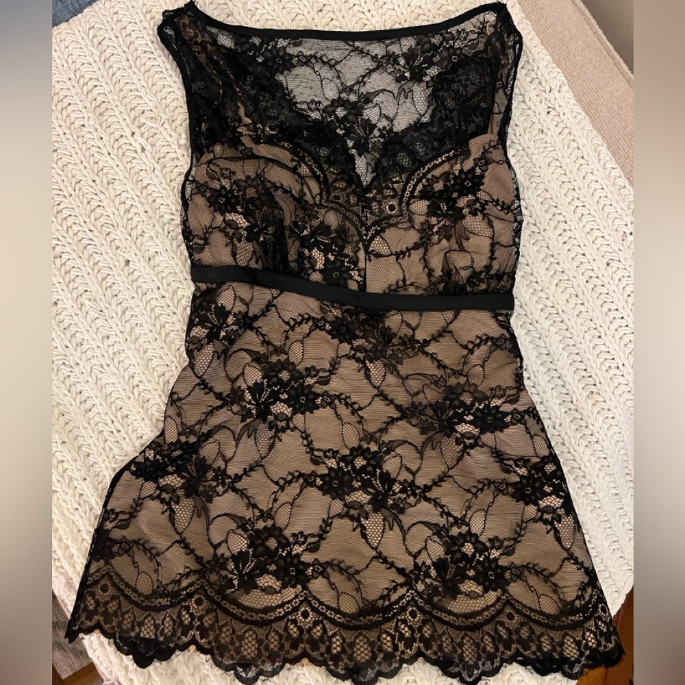 LOFT Black and Tan‎ Lace Top